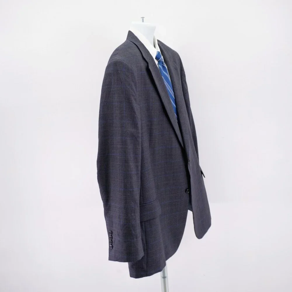 Jos‎ A Bank Regal Fit Wool Gray Black Houndstooth W/ Purple Blue Windowpane 50L